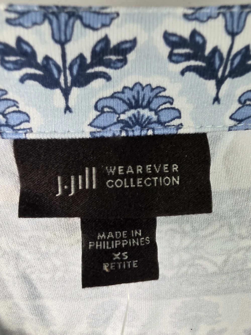 New XS Petite J. Jill Blue White Printed Mini Summer Floral Dress Wearever - Picture 5 of 6